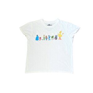 Sesame Street T Shirt Women's Size Small Double Sides Graphic White